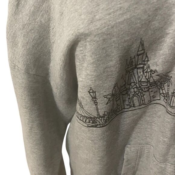 Disneyland Hanes Walt Disney World Gray Zip-Up Hoodie with Graphic Design Size L - Picture 12 of 16